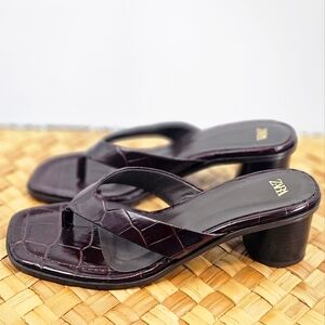NWOT Zara Dark Burgundy Croc-Embossed Sandals